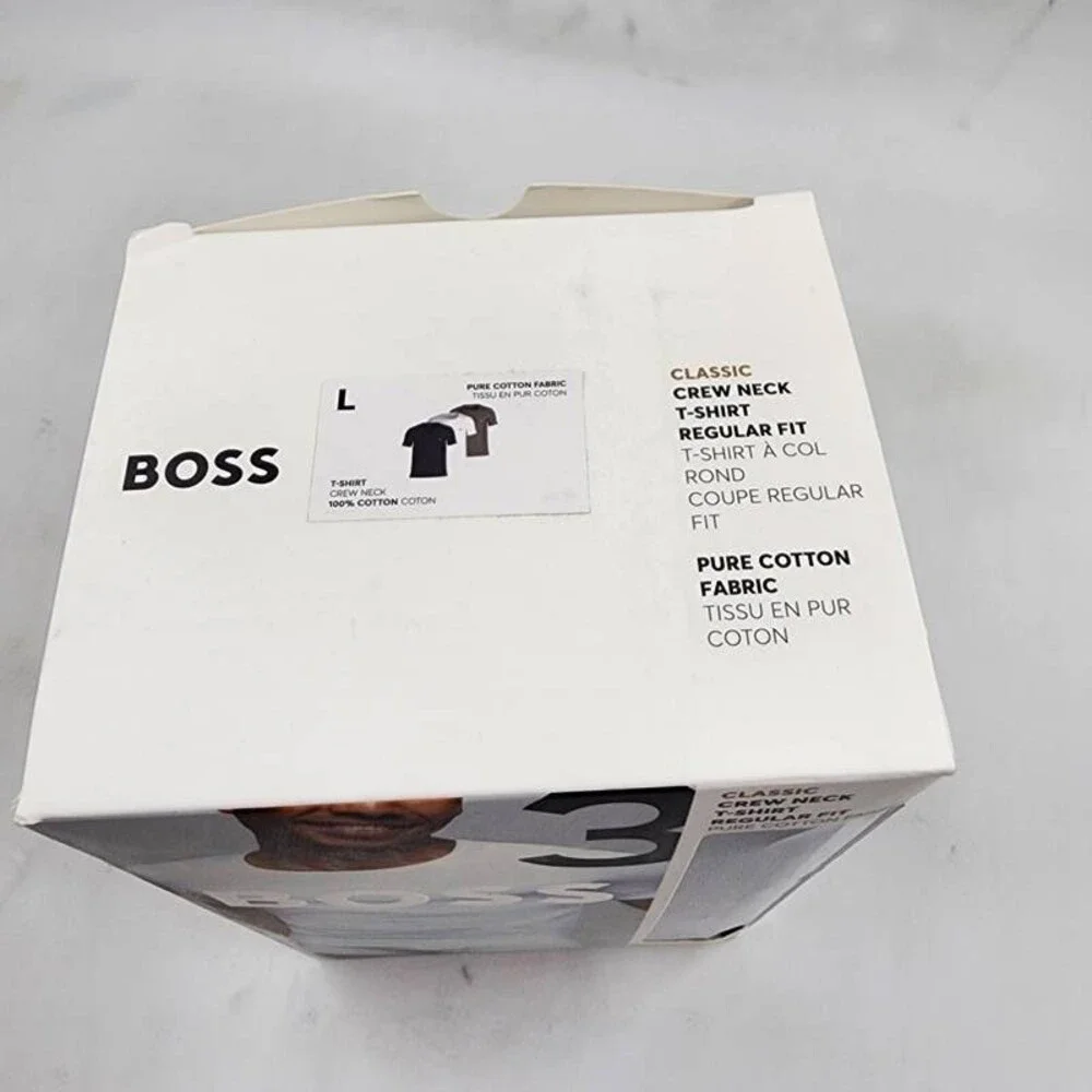 BOSS Cotton Crewneck Logo Embroidery T-Shirt Men's L Multi Short Sleeve - 3 Pack